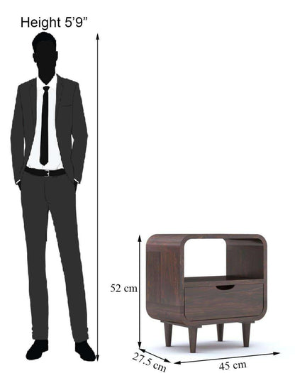 Royal Marwar Solid Sheesham Wood Bedside Table | 1 - view 3
