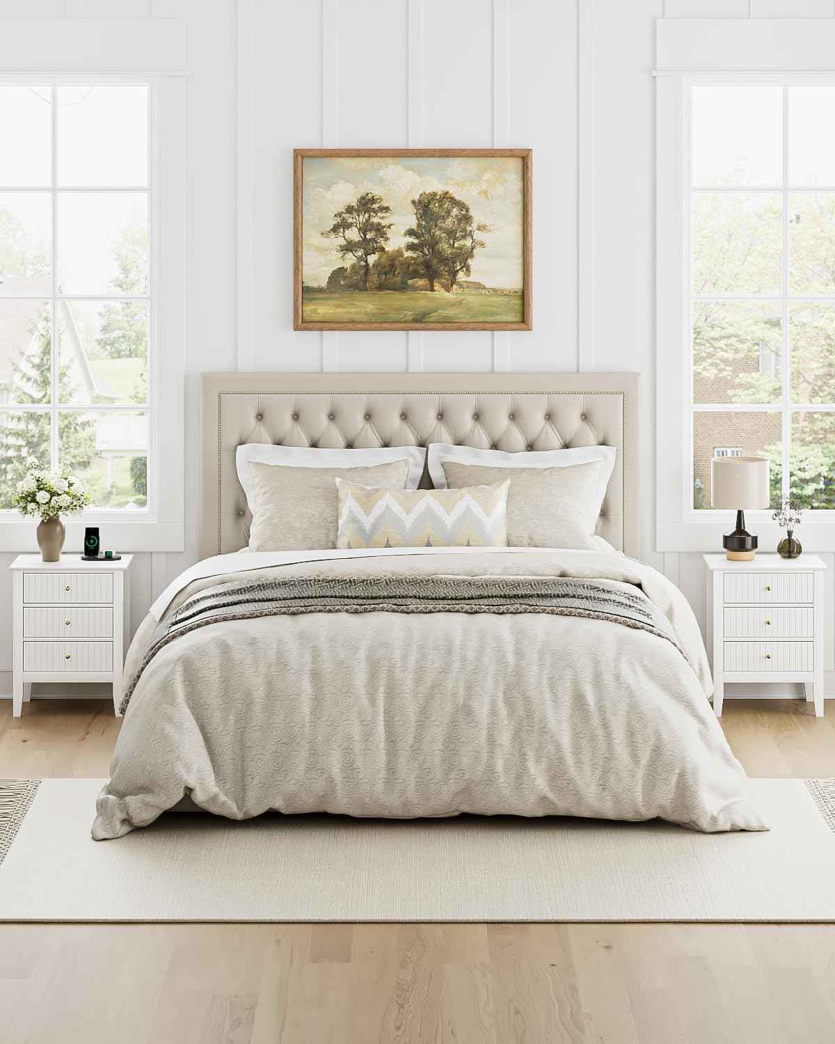 Royal Marwar Solid Mango Wood 3 Drawer Bedside Table | Honey Finish | Modern Nightstand for Bedroom