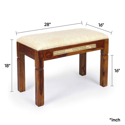 Royal Marwar Solid Sheesham Wood 4 Seater Dining Table with Natural Cane | Honey Finish | 45 x 35 x 30 Inch