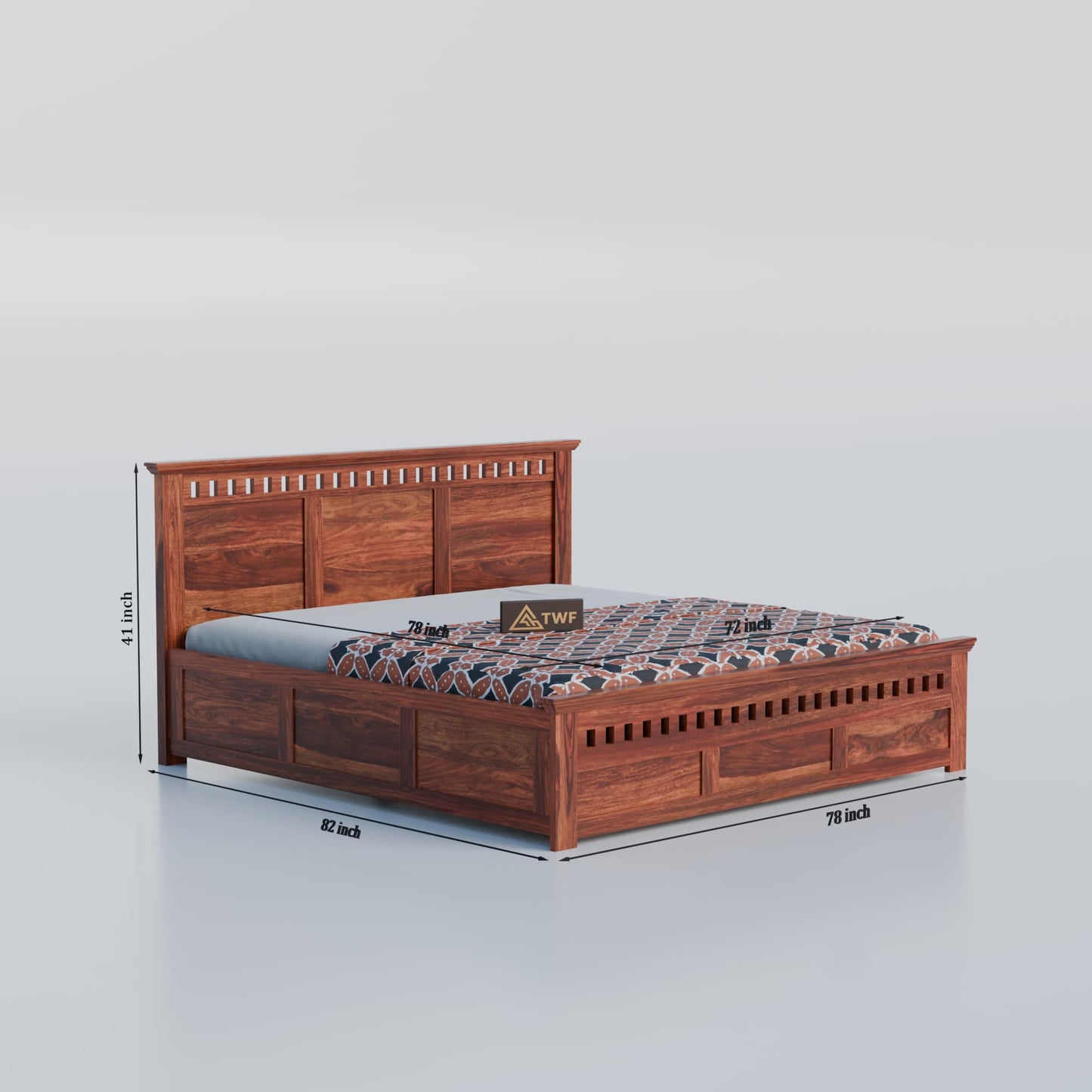 Royal Marwar Sheesham Wood Bed with Storage Box |  - view 2