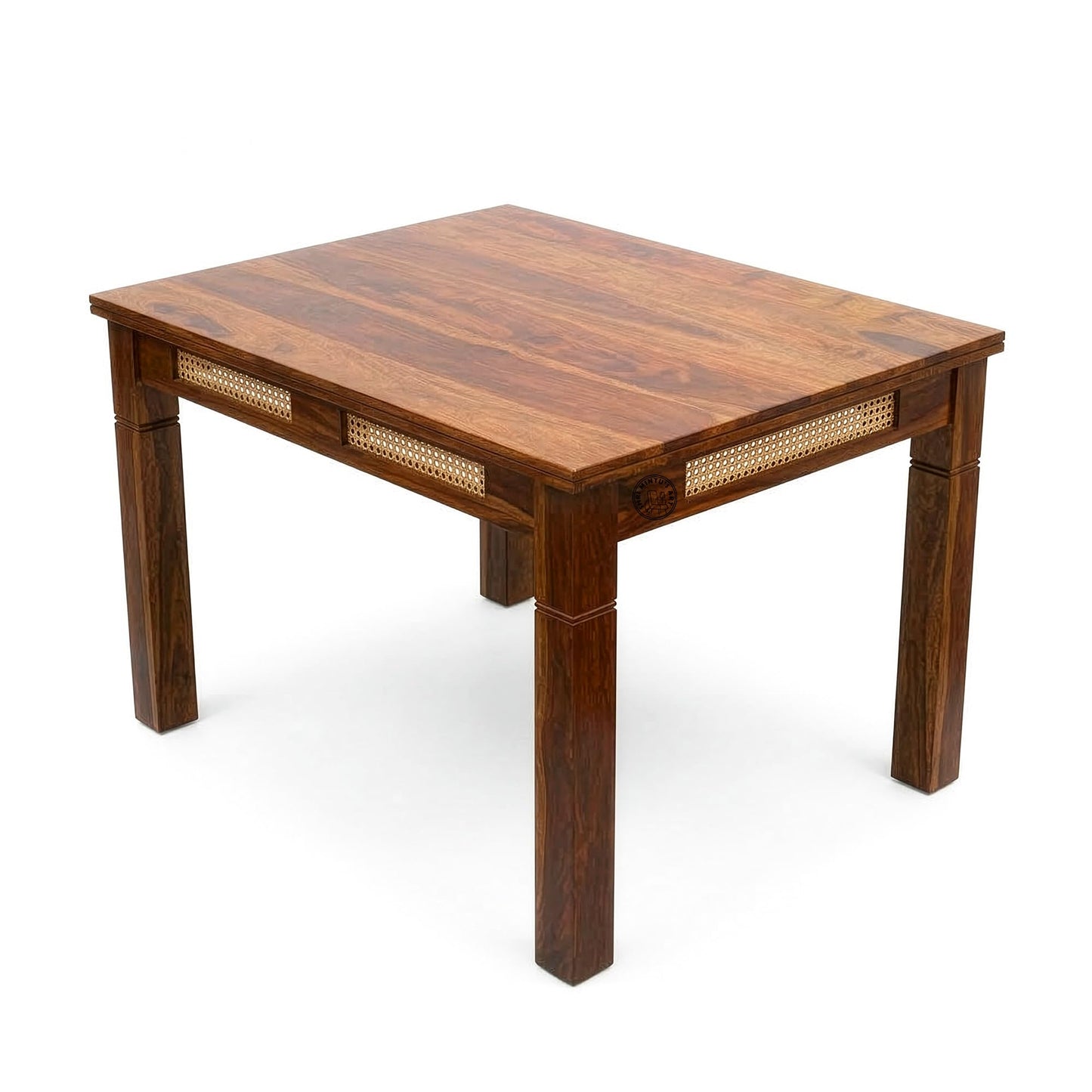 Royal Marwar Solid Sheesham Wood 4 Seater Dining Table with Natural Cane | Honey Finish | 45 x 35 x 30 Inch