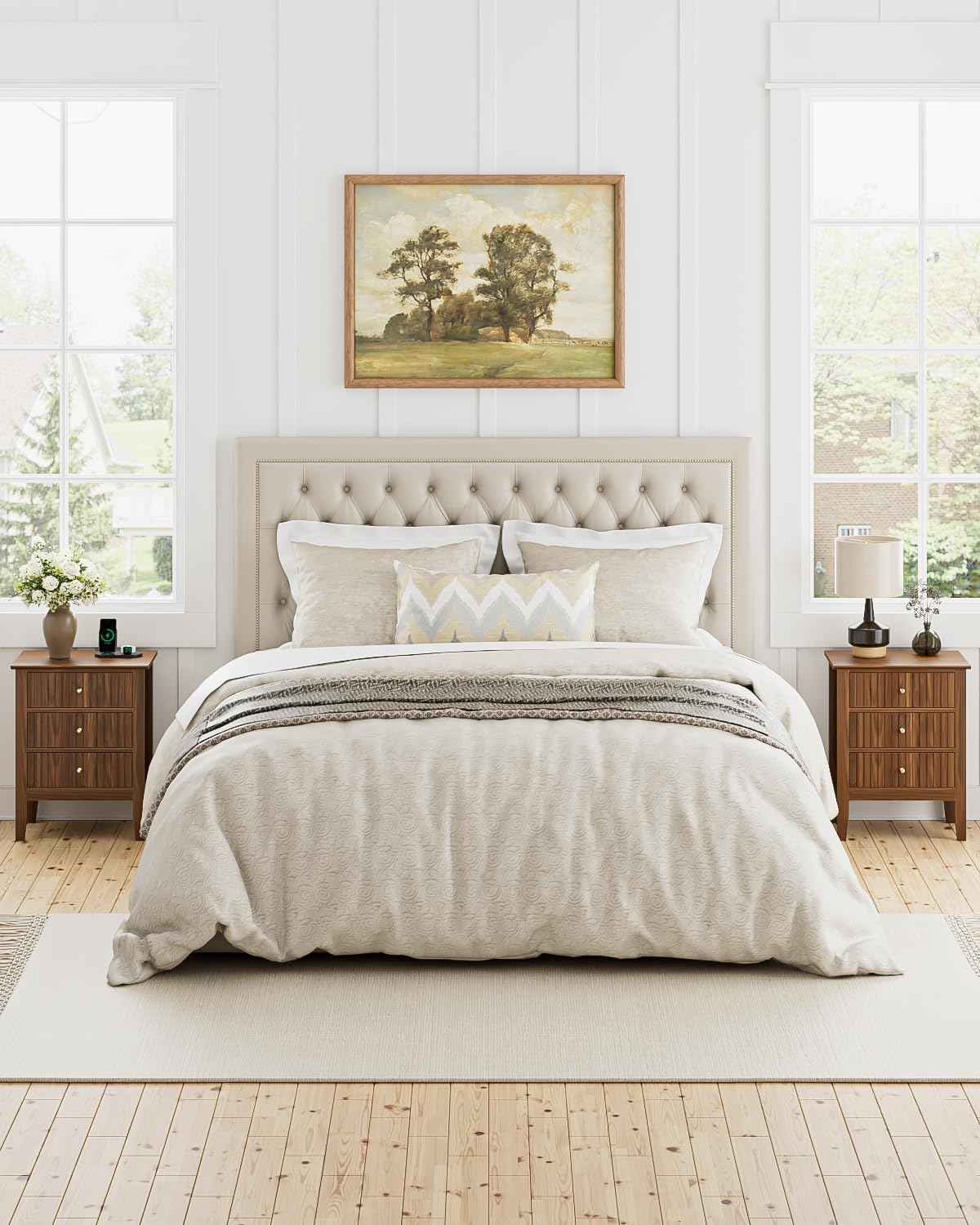 Royal Marwar Solid Mango Wood 3 Drawer Bedside Table | Honey Finish | Modern Nightstand for Bedroom