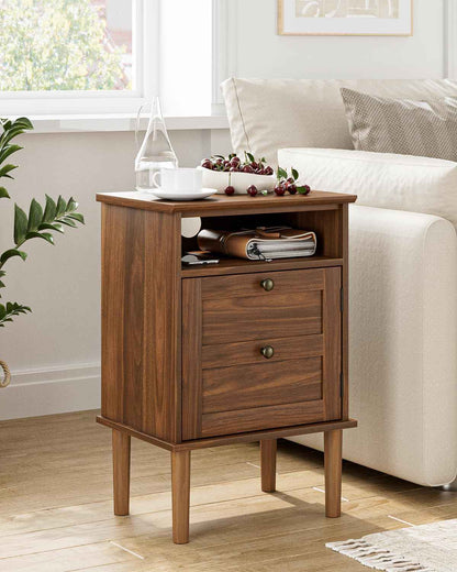 Royal Marwar Solid Mango Wood 3 Drawer Bedside Table | Honey Finish | Modern Nightstand for Bedroom