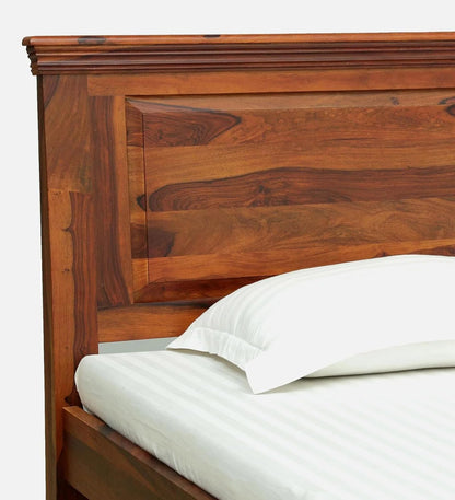 Royal Marwar Solid Sheesham Wood Bed | King Size | Premium Honey Finish | Wooden Bed Without Storage