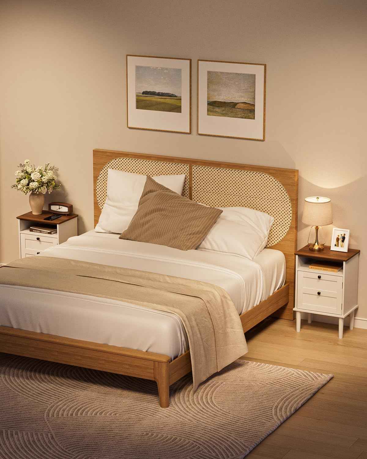 Royal Marwar Solid Mango Wood 3 Drawer Bedside Table | Honey Finish | Modern Nightstand for Bedroom
