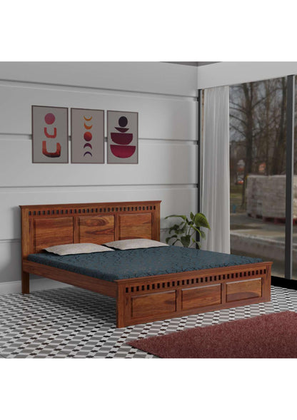 Royal Marwar Solid Sheesham Wood Bed Without Storage | Platform Panel Design | D