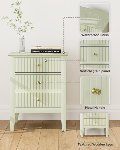 Royal Marwar Solid Mango Wood 3 Drawer Bedside Table | Honey Finish | Modern Nightstand for Bedroom