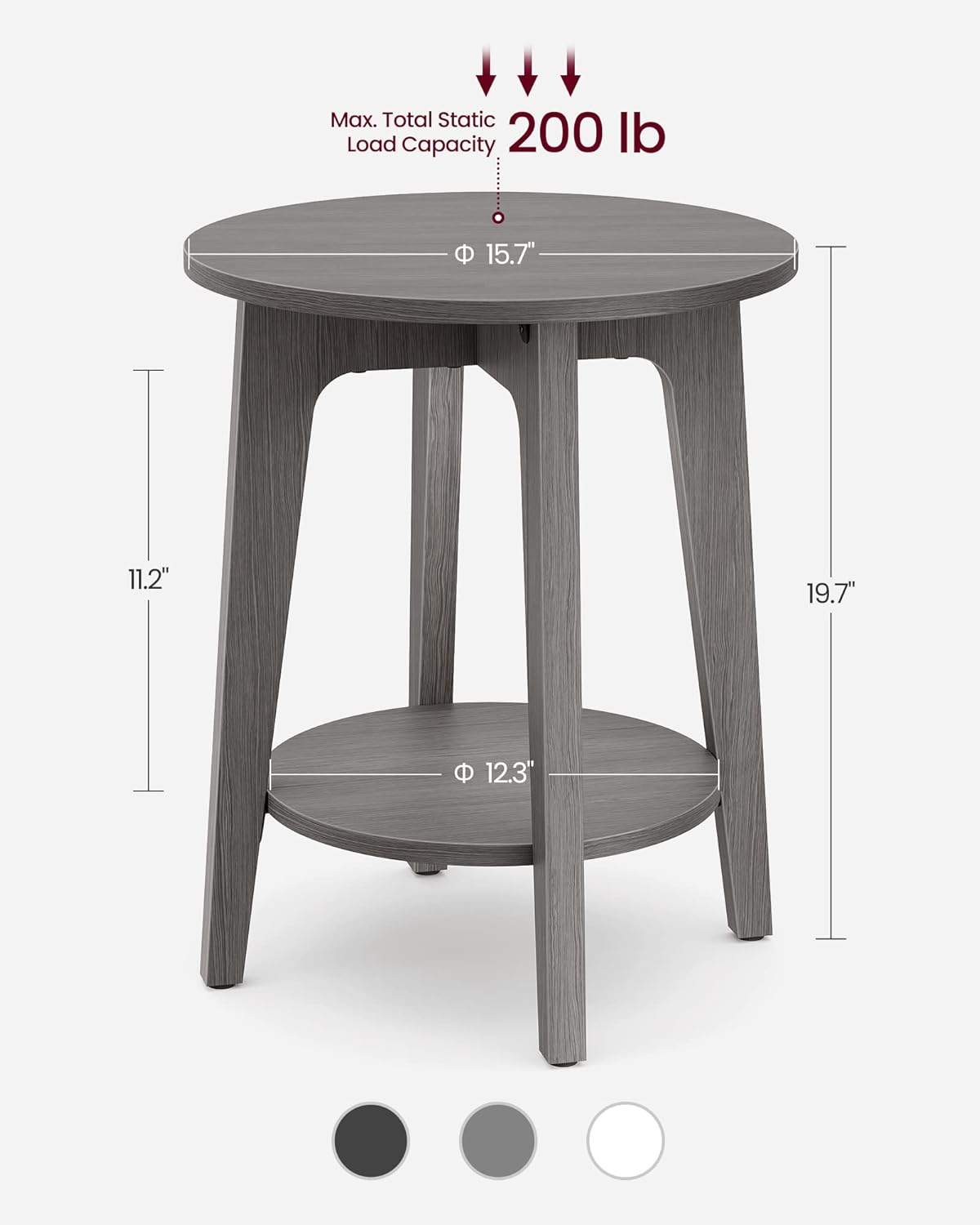 Royal Marwar Solid Mango Wood Round Side Table | Modern End Table with Storage Shelf | Honey Finish | Bedside Table