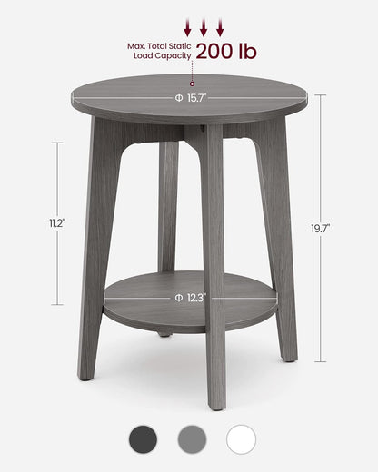 Royal Marwar Solid Mango Wood Round Side Table | Modern End Table with Storage Shelf | Honey Finish | Bedside Table