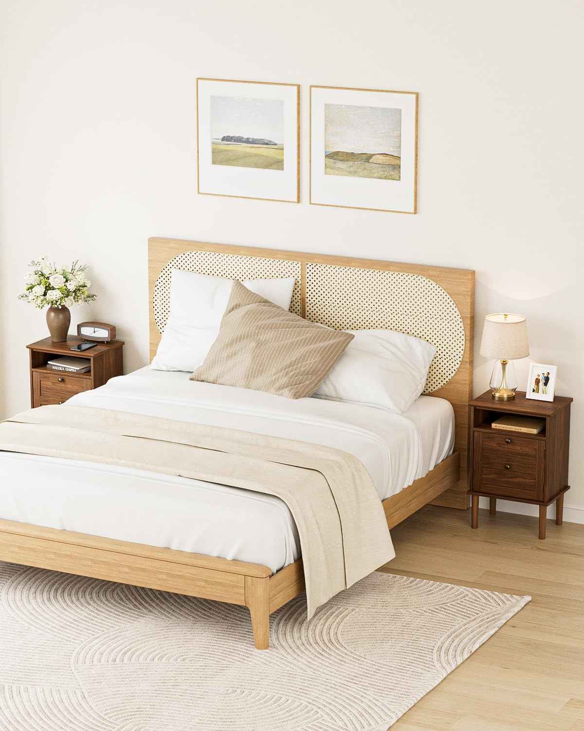Royal Marwar Solid Mango Wood 3 Drawer Bedside Table | Honey Finish | Modern Nightstand for Bedroom