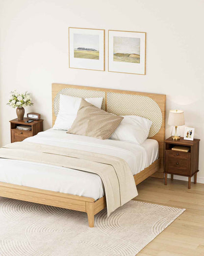 Royal Marwar Solid Mango Wood 3 Drawer Bedside Table | Honey Finish | Modern Nightstand for Bedroom