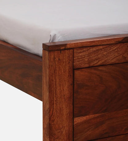 Royal Marwar Solid Sheesham Wood Queen Size Bed | Premium Honey Finish | Handcrafted Wooden Bed Without Storage