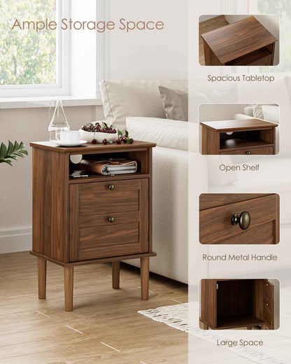 Royal Marwar Solid Mango Wood 3 Drawer Bedside Table | Honey Finish | Modern Nightstand for Bedroom