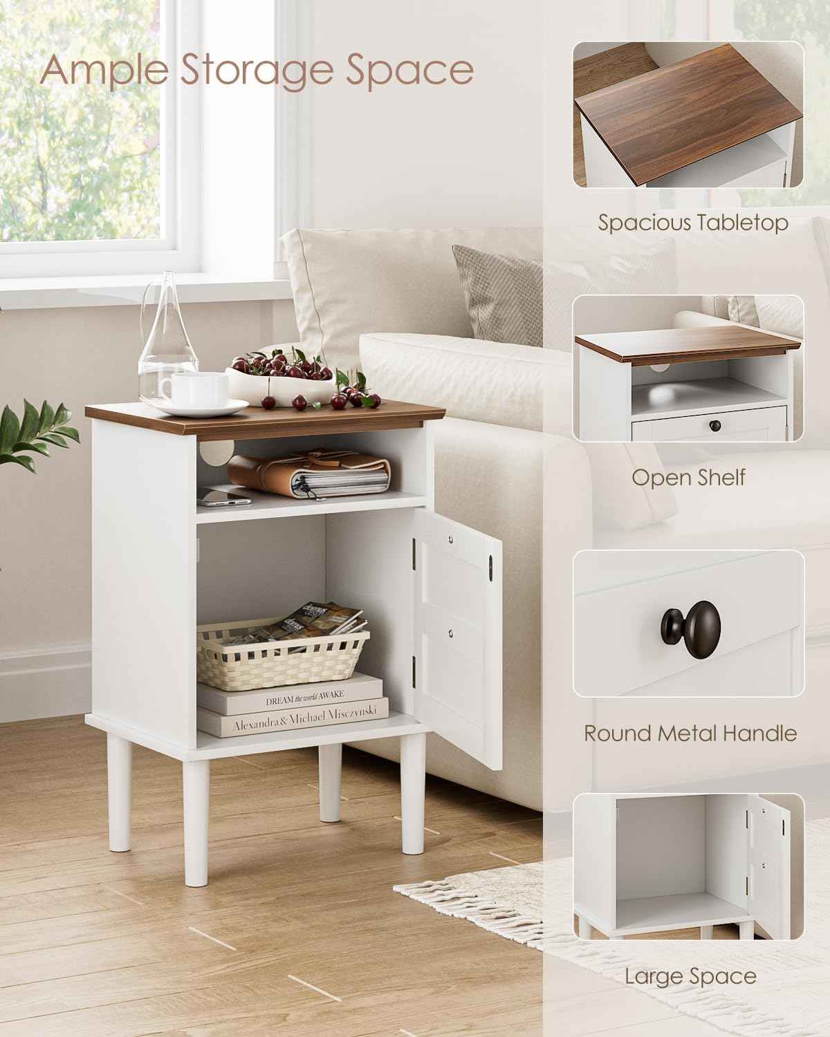 Royal Marwar Solid Mango Wood 3 Drawer Bedside Table | Honey Finish | Modern Nightstand for Bedroom