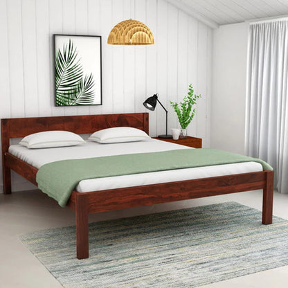 Royal Marwar Solid Sheesham Wood Bed | Queen Size | Premium Honey Finish | Wooden Bed Without Storage