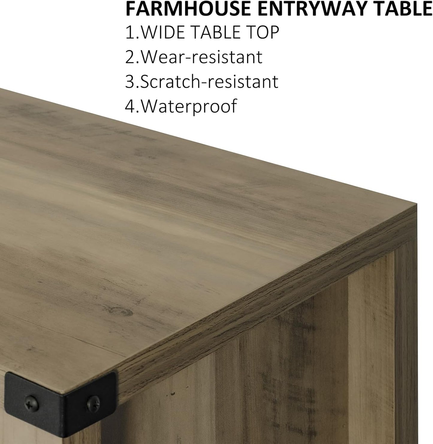 Light oak tabletop edge with black metal corner hardware and magnetic closure