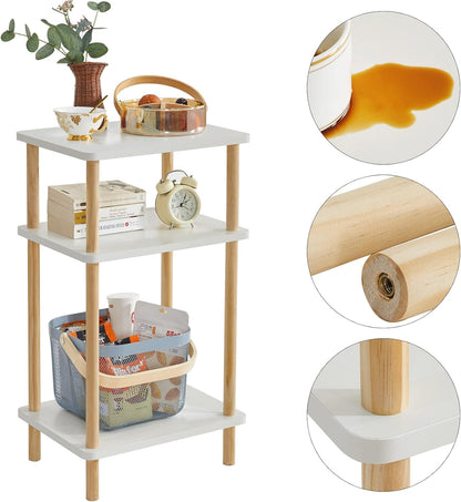 Royal Marwar Solid Mango Wood 3-Tier Side Table | Modern Display Shelf | Honey Finish | Multipurpose Storage Stand