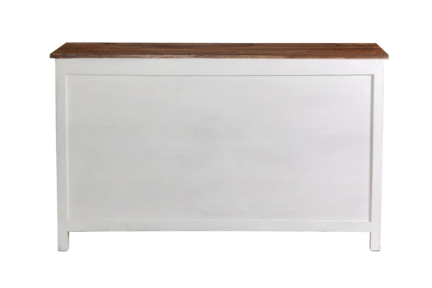 Royal Marwar Solid Mango Wood Sideboard Cabinet with 3 Drawers & 3 Shutter Doors | White & Green Finish | Farmhouse Storage Cabinet