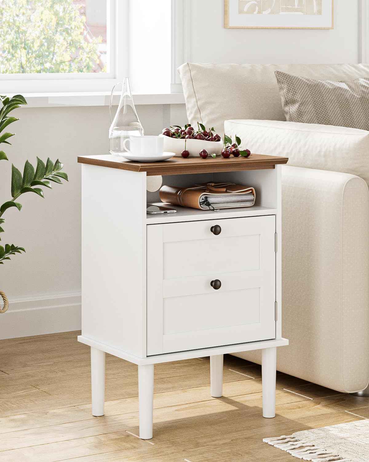 Royal Marwar Solid Mango Wood 3 Drawer Bedside Table | Honey Finish | Modern Nightstand for Bedroom