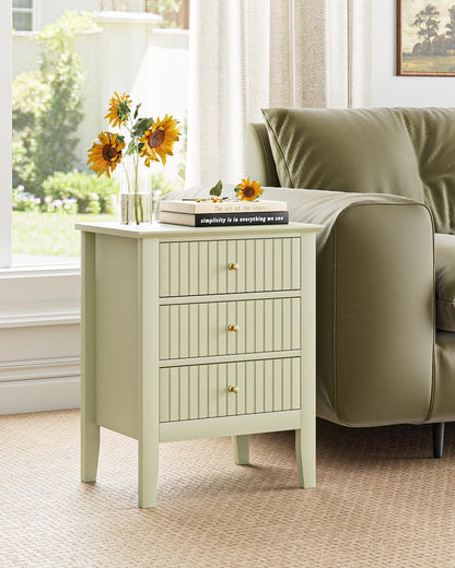 Royal Marwar Solid Mango Wood 3 Drawer Bedside Table | Honey Finish | Modern Nightstand for Bedroom