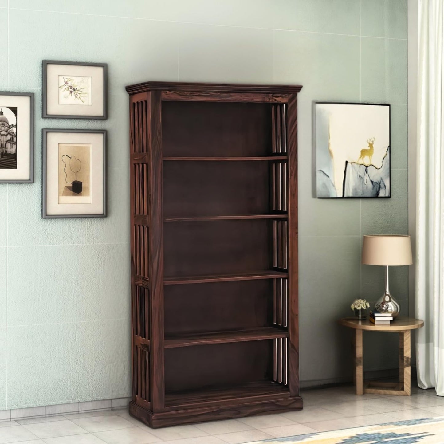 Royal Marwar Solid Sheesham Wood Bookshelf with 5  - view 7
