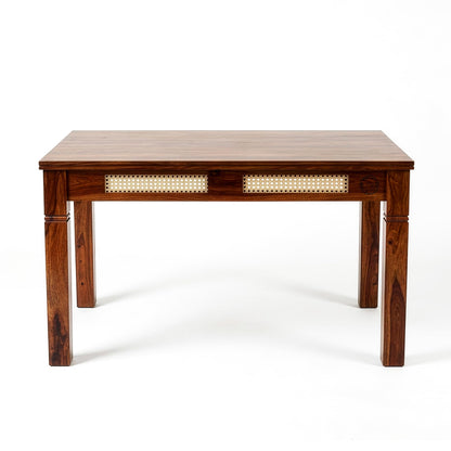 Royal Marwar Solid Sheesham Wood 4 Seater Dining Table with Natural Cane | Honey Finish | 45 x 35 x 30 Inch