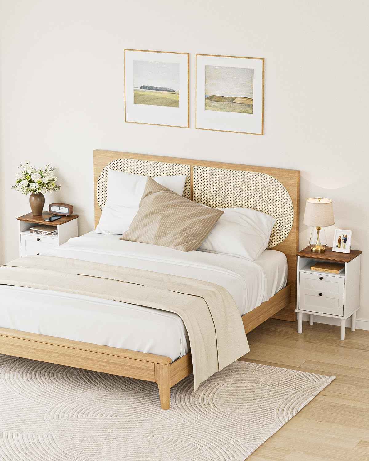 Royal Marwar Solid Mango Wood 3 Drawer Bedside Table | Honey Finish | Modern Nightstand for Bedroom