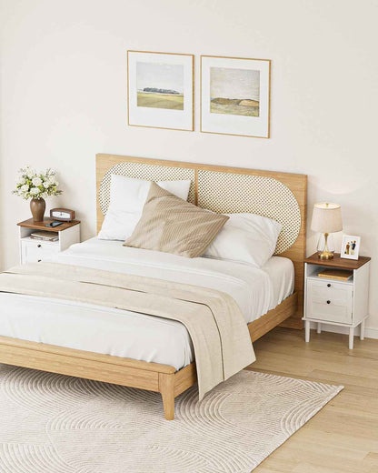 Royal Marwar Solid Mango Wood 3 Drawer Bedside Table | Honey Finish | Modern Nightstand for Bedroom