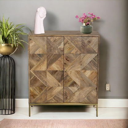 Royal Marwar Solid Wood 2 Door Storage Cabinet | Premium Wooden Sideboard Cabinet with Adjustable Shelves