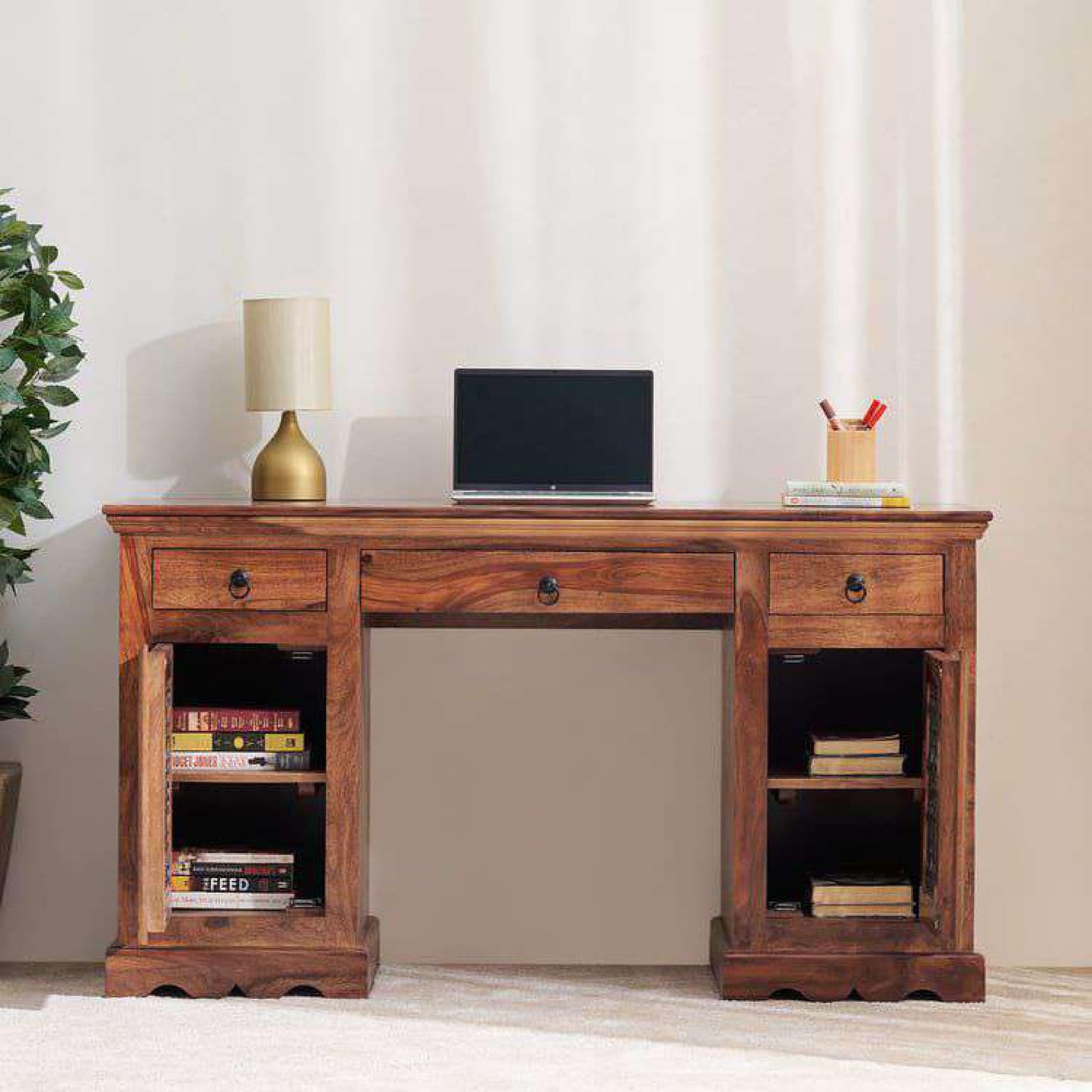Royal Marwar Solid Sheesham Wood Study Table | 3 D - view 2