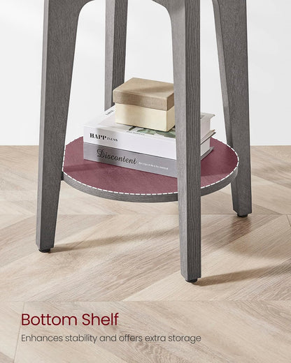 Royal Marwar Solid Mango Wood Round Side Table | Modern End Table with Storage Shelf | Honey Finish | Bedside Table