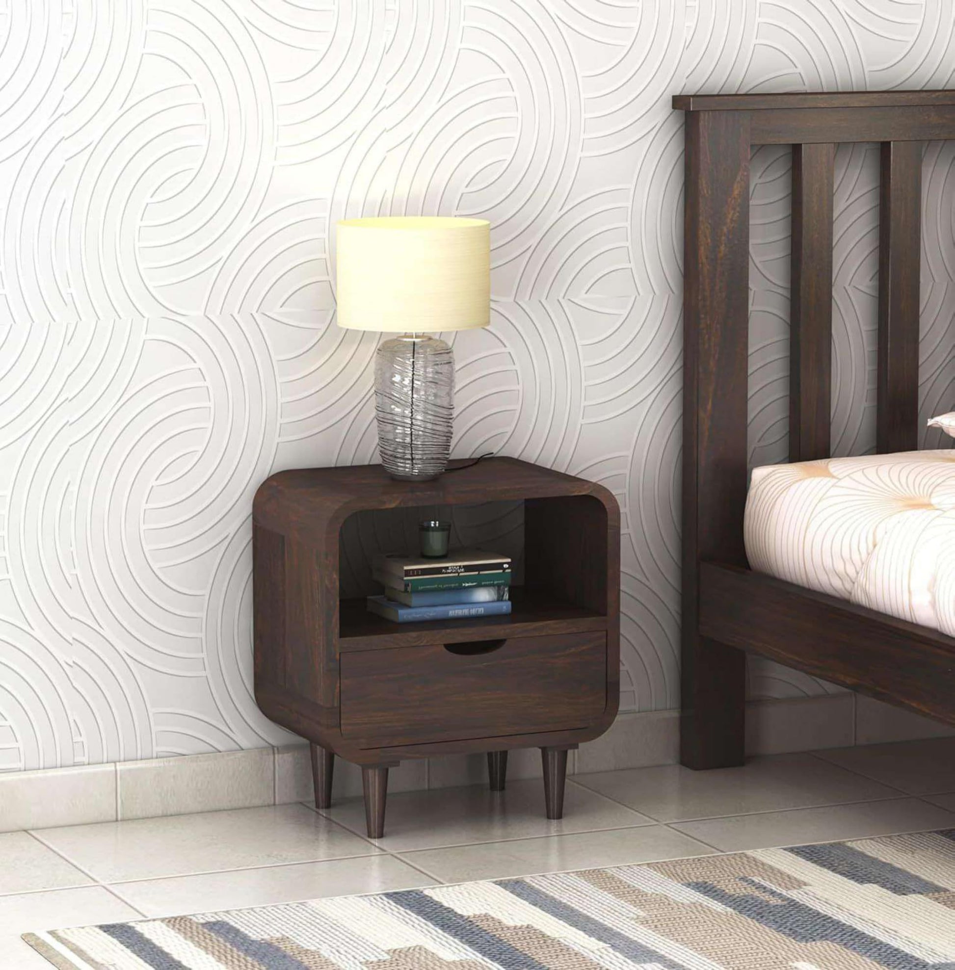 Royal Marwar Solid Sheesham Wood Bedside Table | 1 - view 2