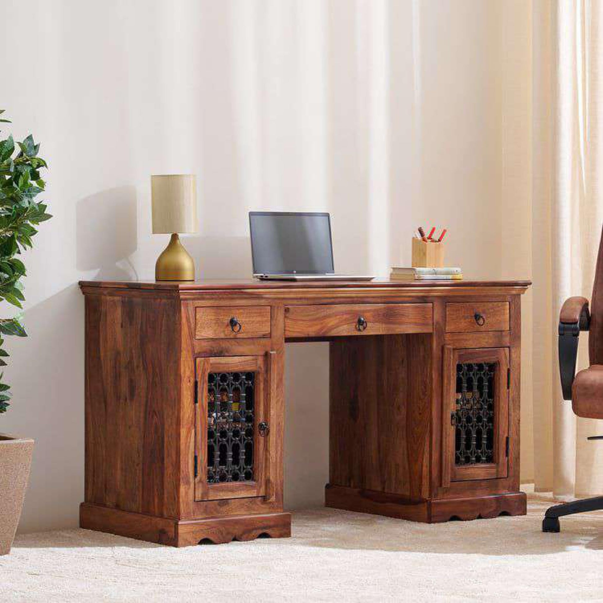 Royal Marwar Solid Sheesham Wood Study Table | 3 D - view 4