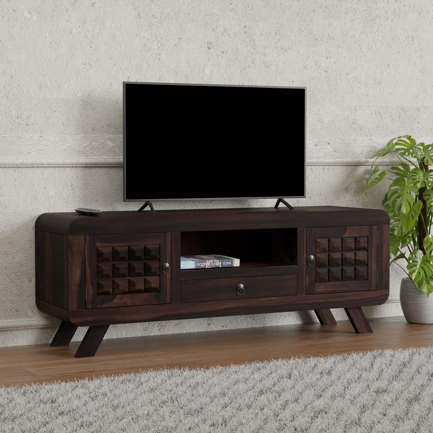 Royal Marwar Sheesham Wood TV Unit | 2 Doors, 1 Dr - View 4