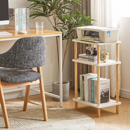 Royal Marwar Solid Mango Wood 3-Tier Side Table | Modern Display Shelf | Honey Finish | Multipurpose Storage Stand