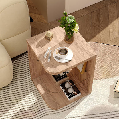 Royal Marwar Solid Mango Wood End Table with Glass Shelf | Honey Finish | Modern Side Table for Living Room & Bedroom