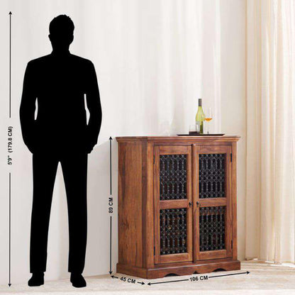 Royal Marwar Sheesham Wood Bar Cabinet | Metal Gri - view 2