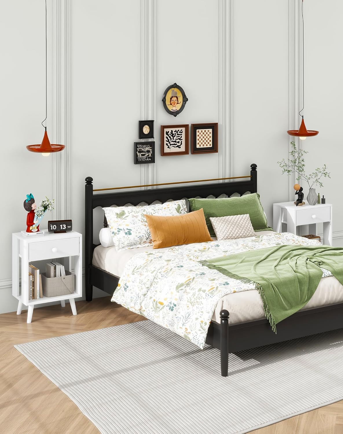 Royal Marwar Solid Mango Wood Bedside Table with Drawer & Open Shelf | White Finish | Modern Wooden Nightstand