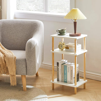Royal Marwar Solid Mango Wood 3-Tier Side Table | Modern Display Shelf | Honey Finish | Multipurpose Storage Stand