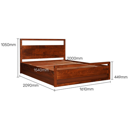 Royal Marwar Solid Sheesham Wood Queen Size Storage Bed | Premium Honey Finish | Modern Wooden Bed with Box Storage