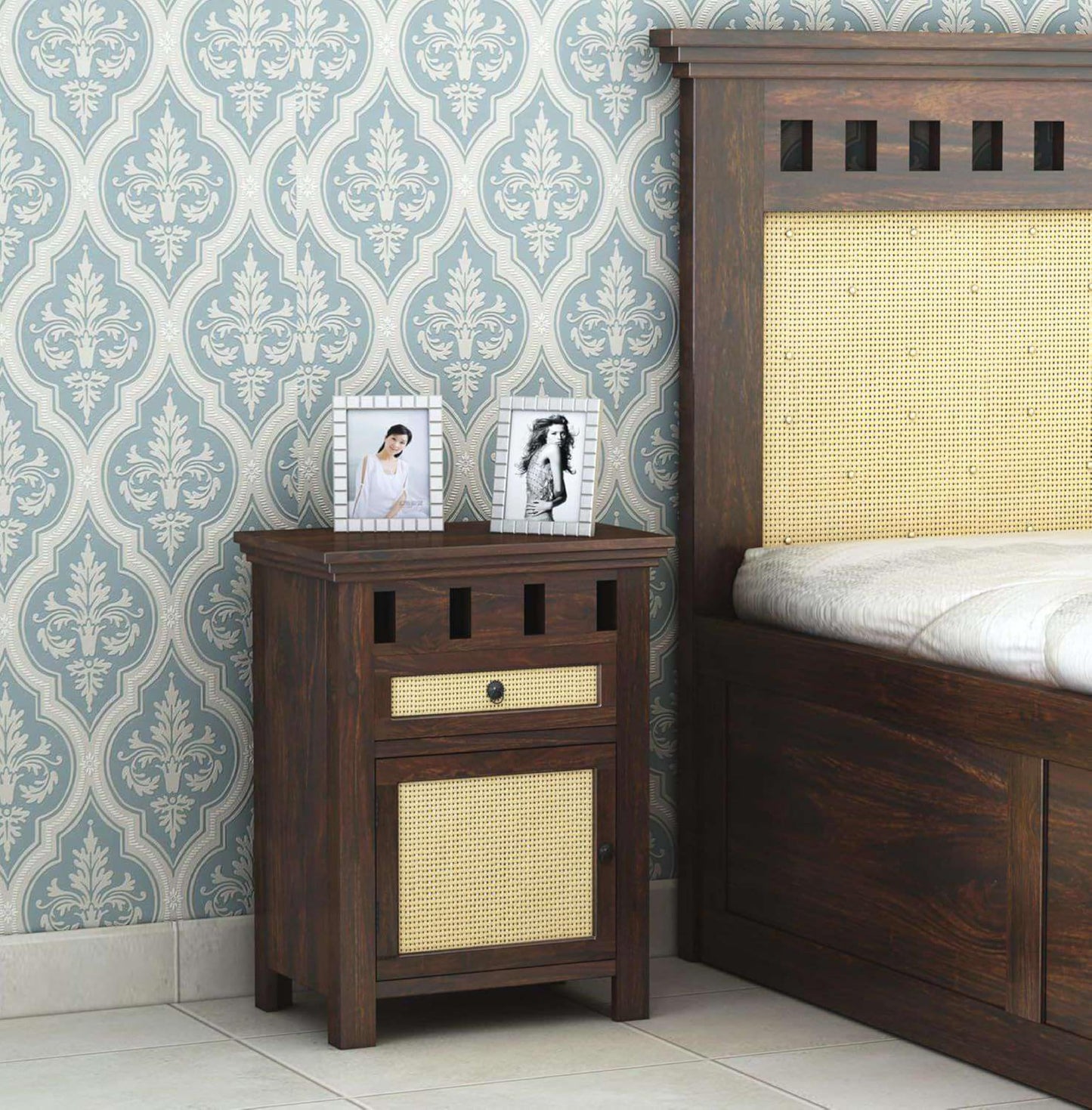 Royal Marwar Sheesham Wood Bedside Table | 1 Door  - view 7