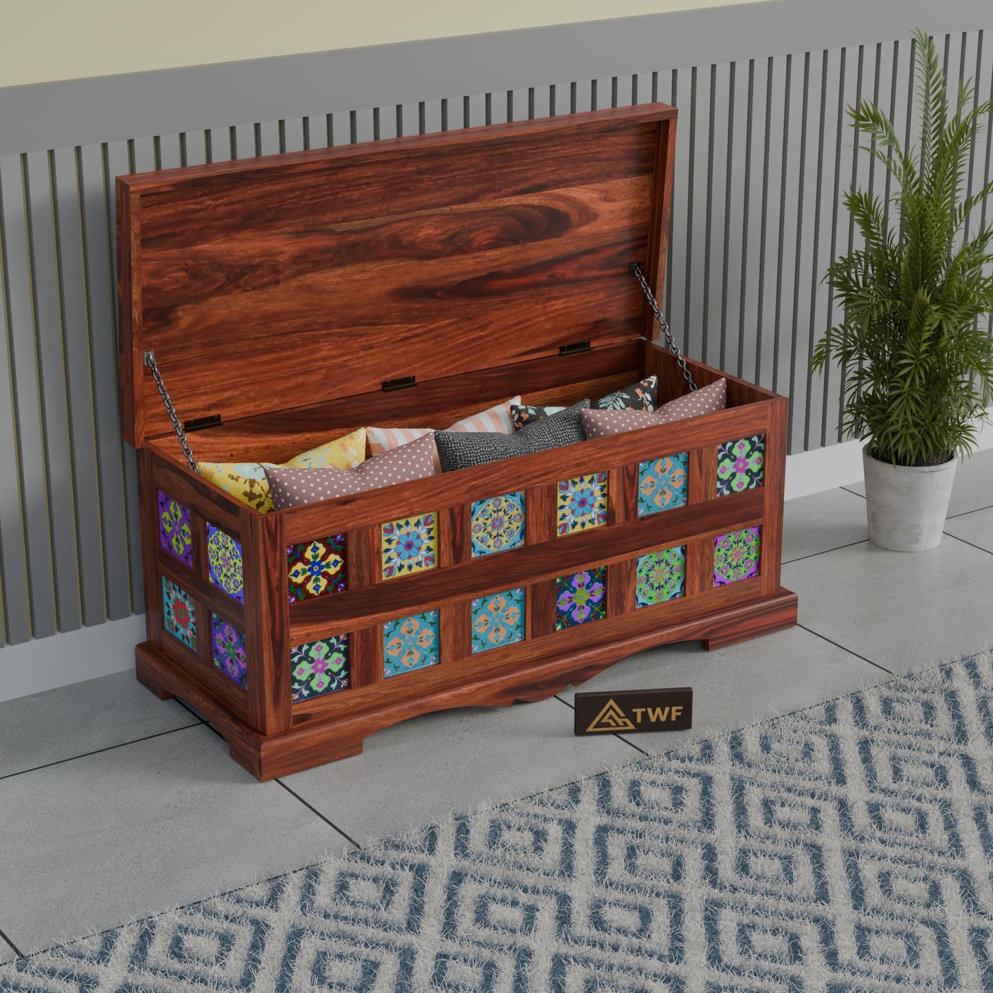 Royal Marwar Solid Sheesham Wood Trunk Storage Box - view 3