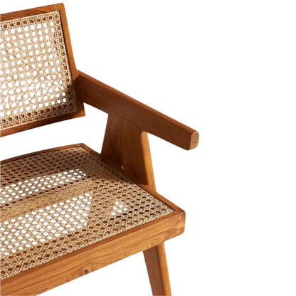 Royal Marwar Solid Sheesham Wood Dining Chair with Natural Cane Back | Wooden Arm Chair | Honey Finish & Walnut Finish