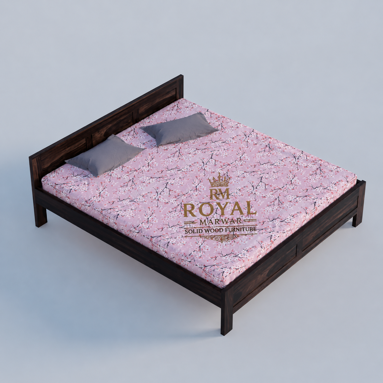 Royal Marwar Solid Sheesham Wood Bed Without Storage | Flat Panel Headboard Design | Palang Double Bed