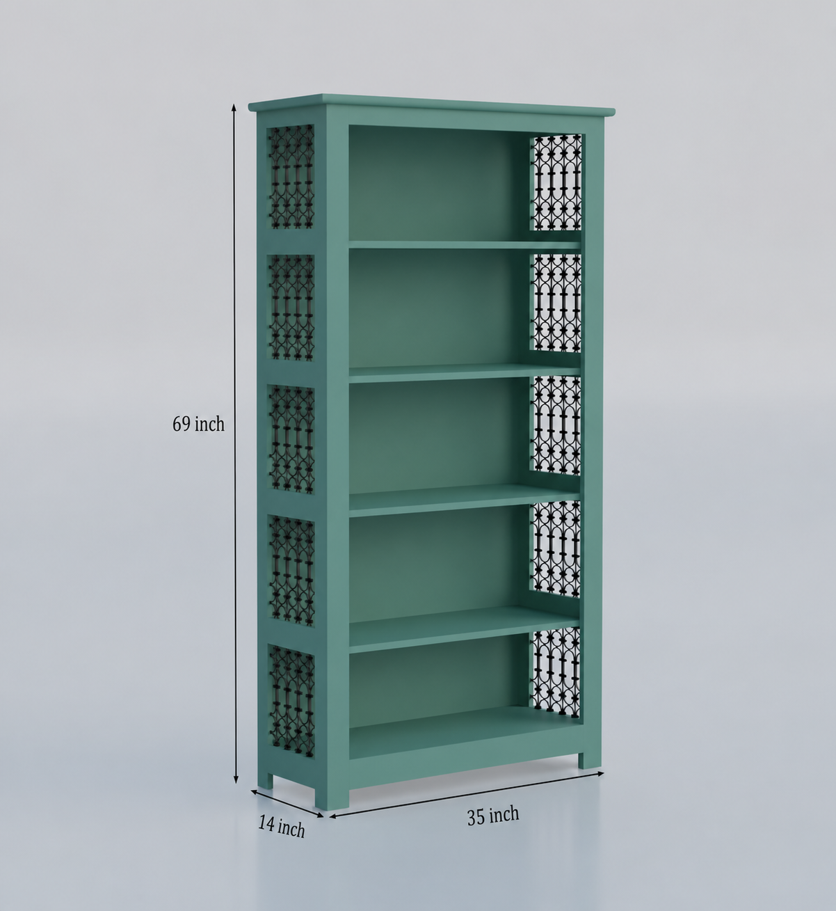 Royal Marwar Solid Mango Wood Bookshelf | 5 Tier Wooden Bookcase | Open Display Storage Shelf | White Finish