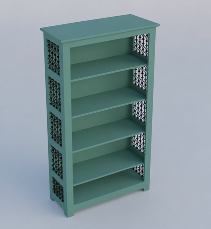 Royal Marwar Solid Mango Wood Bookshelf | 5 Tier Wooden Bookcase | Open Display Storage Shelf | White Finish