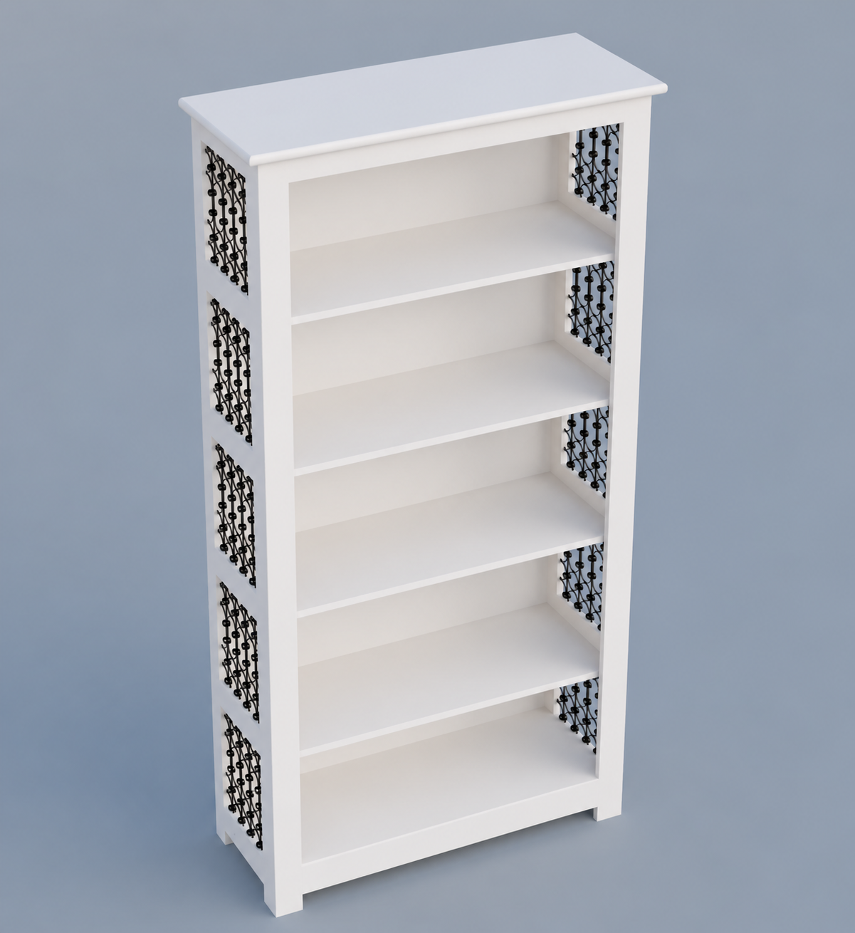 Royal Marwar Solid Mango Wood Bookshelf | 5 Tier Wooden Bookcase | Open Display Storage Shelf | White Finish