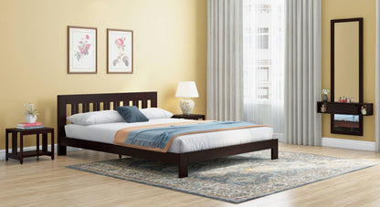 Royal Marwar Solid Sheesham Wood Queen Size Platform Bed | Premium Wooden Bed Frame | Dark Walnut Finish