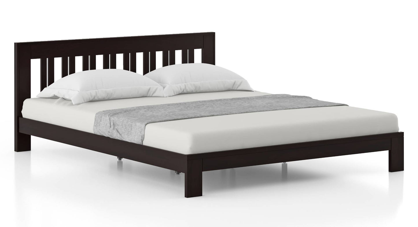 Royal Marwar Solid Sheesham Wood Queen Size Platform Bed | Premium Wooden Bed Frame | Dark Walnut Finish