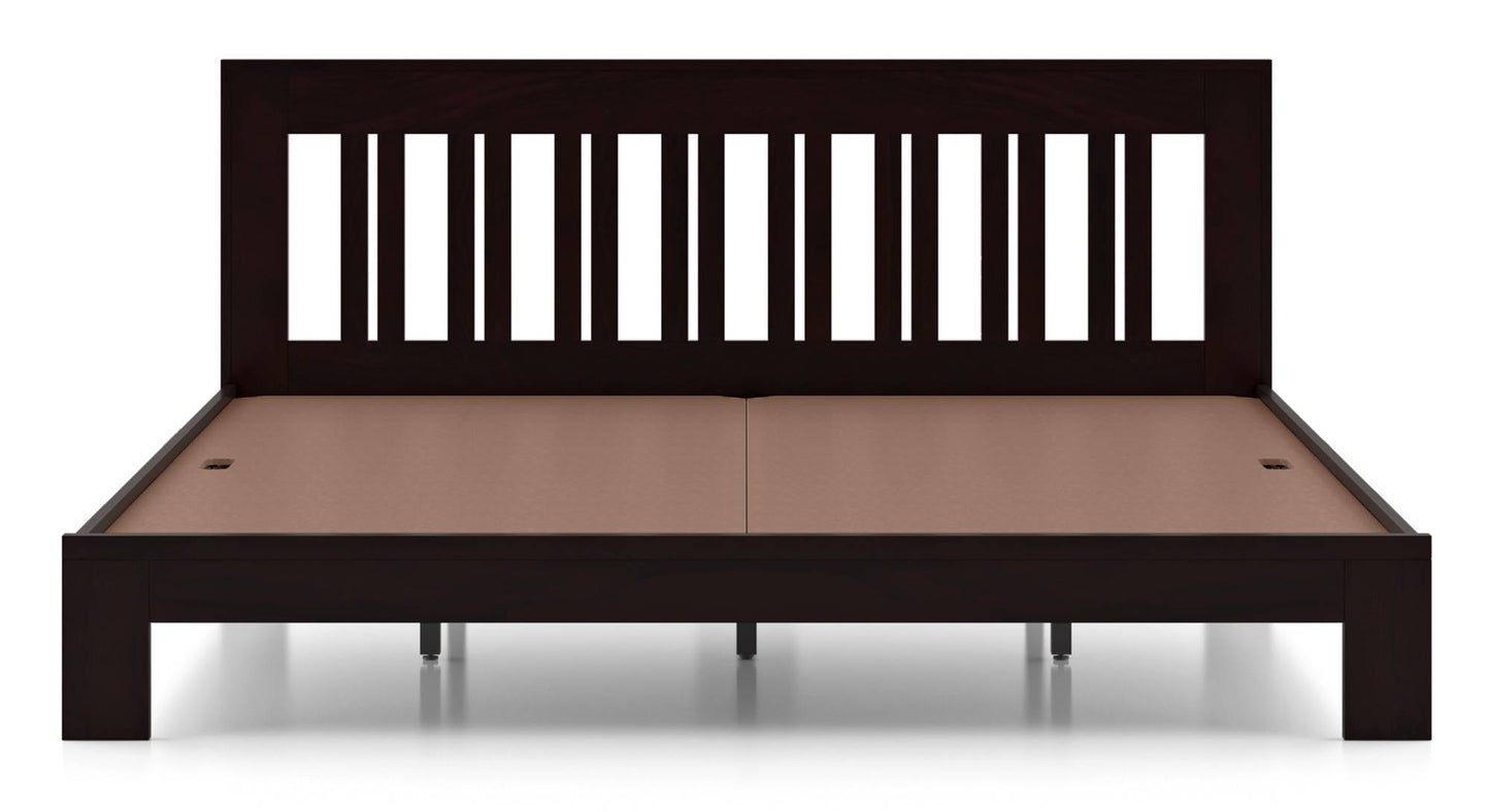 Royal Marwar Solid Sheesham Wood Queen Size Platform Bed | Premium Wooden Bed Frame | Dark Walnut Finish